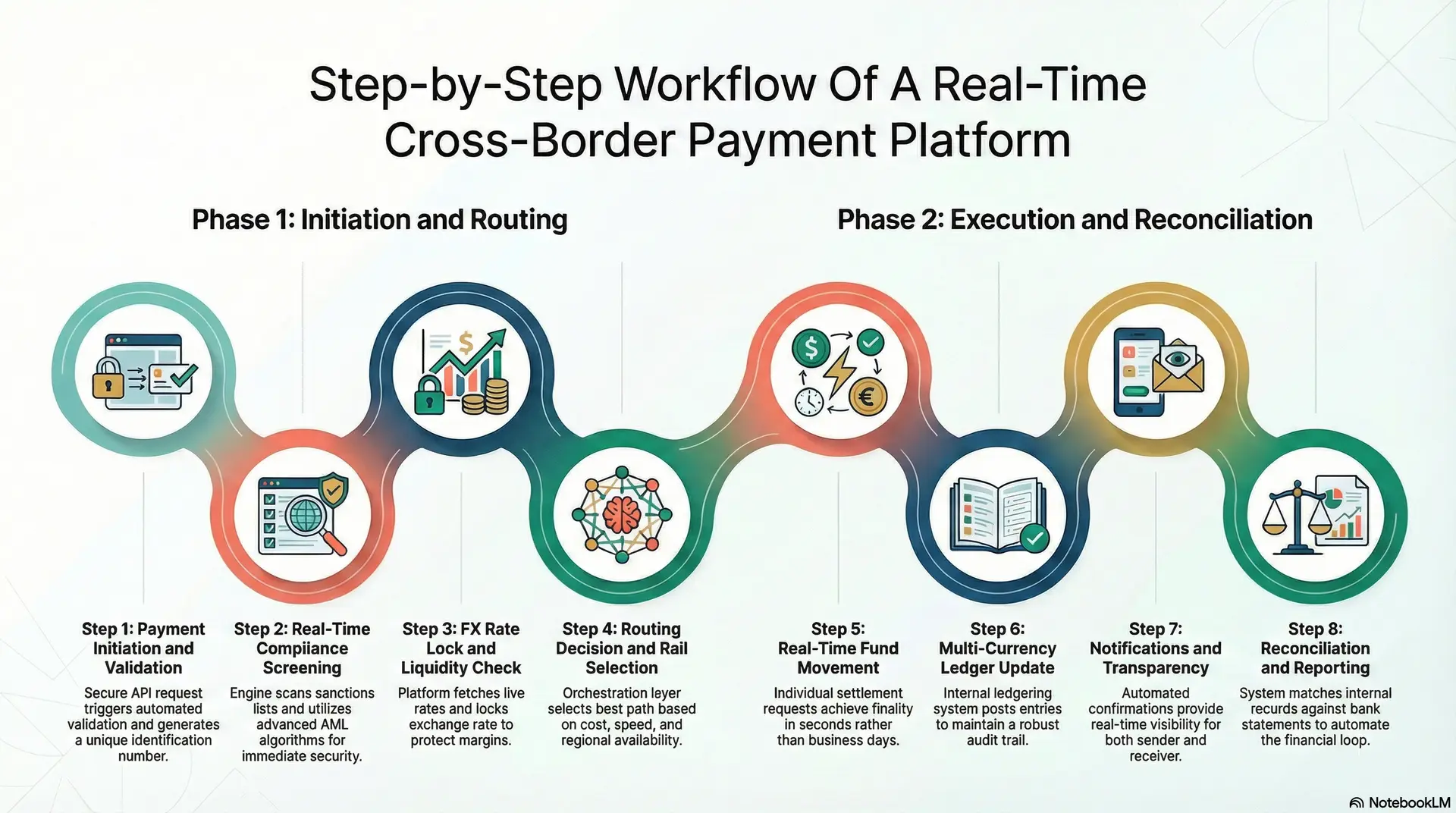 Step-by-step Workflow Of A Real-Time Cross-Border Payment Platform