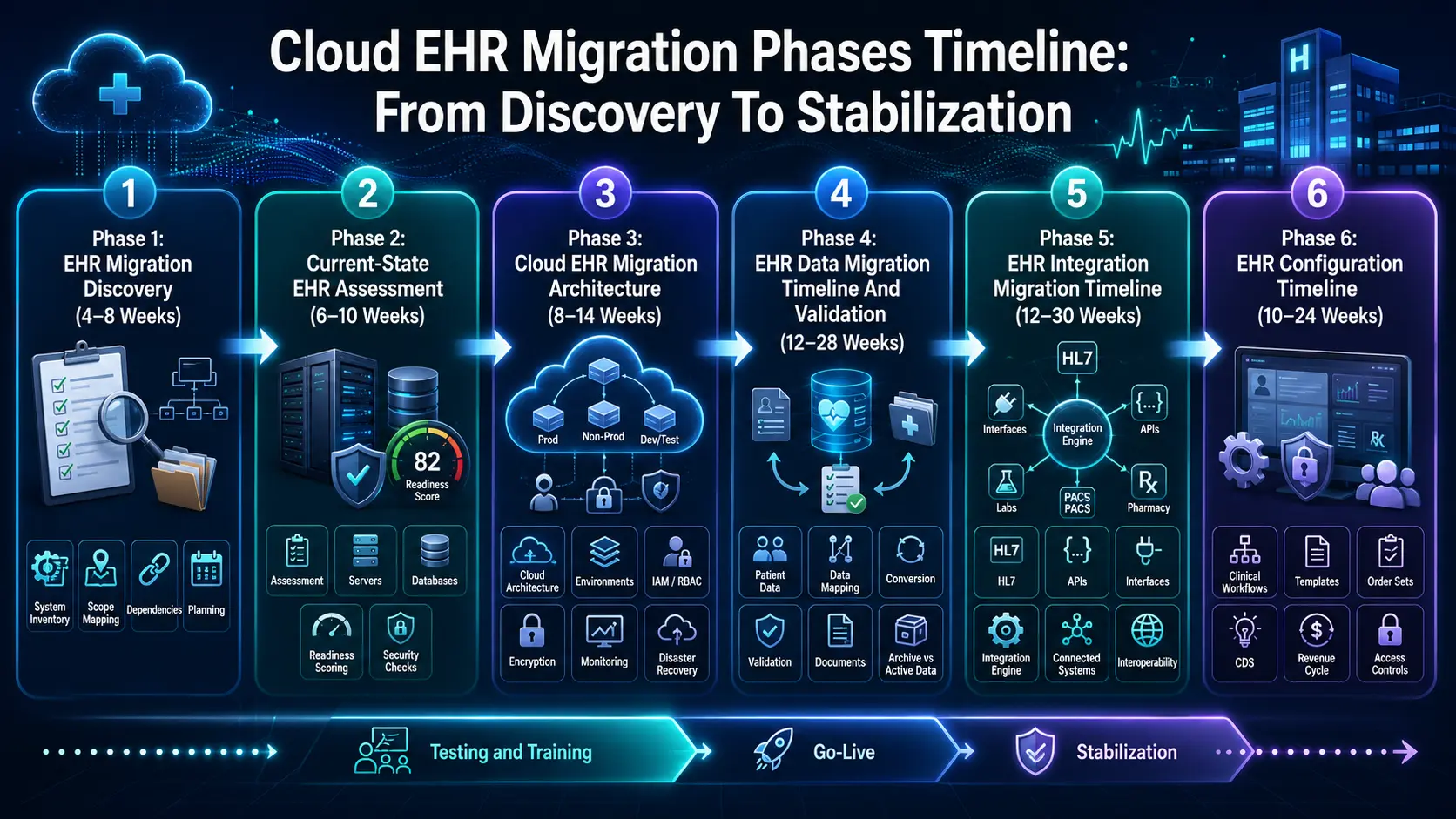 Cloud EHR Migration Phases Timeline: From Discovery To Stabilization